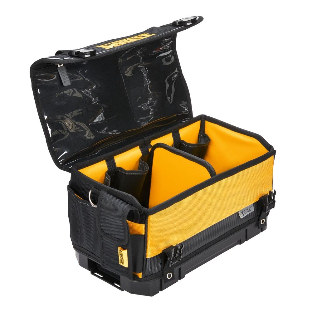 DEWALT TSTAK bag waterproof base supports standing work setups.