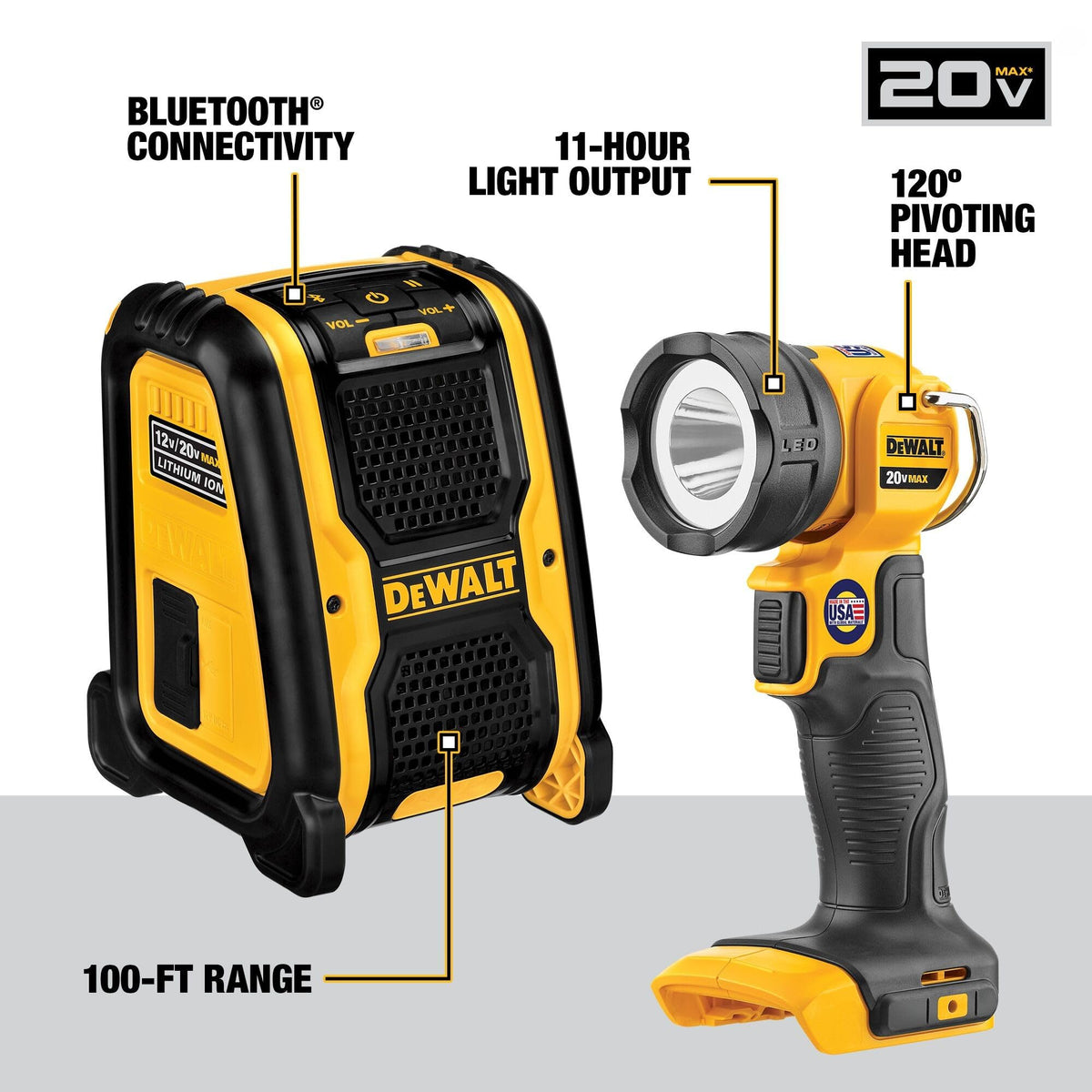 DEWALT wireless Bluetooth speaker runs on a 20V MAX battery