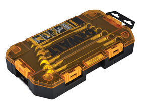 DEWALT wrench with 13-degree offset box end for knuckle clearance.