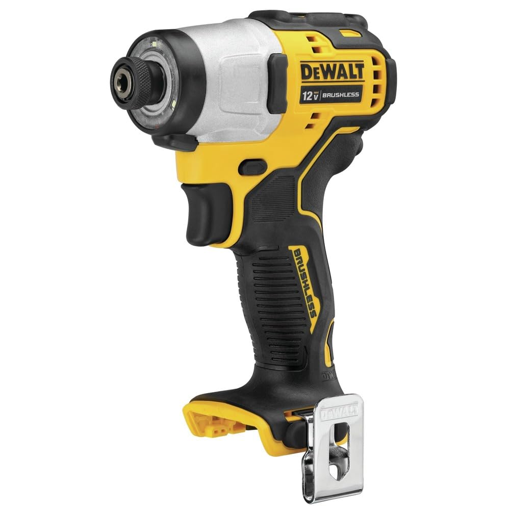 DEWALT XTREME 12V impact driver front view for compact power in tight spaces