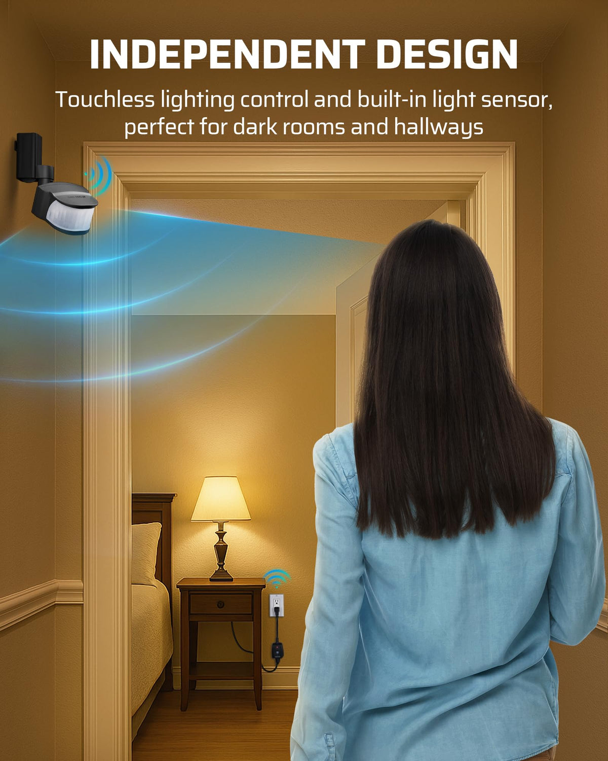 DEWENWILS 240-degree wide-angle detection covers wider areas