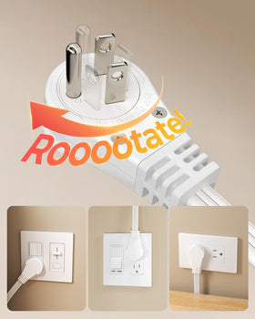 DEWENWILS compact low-profile plug sits flush against the wall to save space.