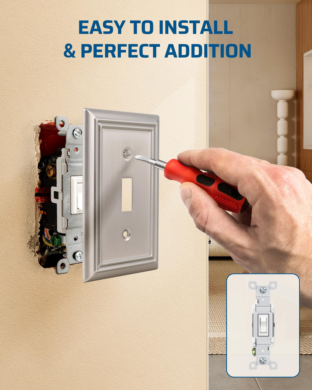DEWENWILS corrosion-resistant wall plate maintains a fresh look.