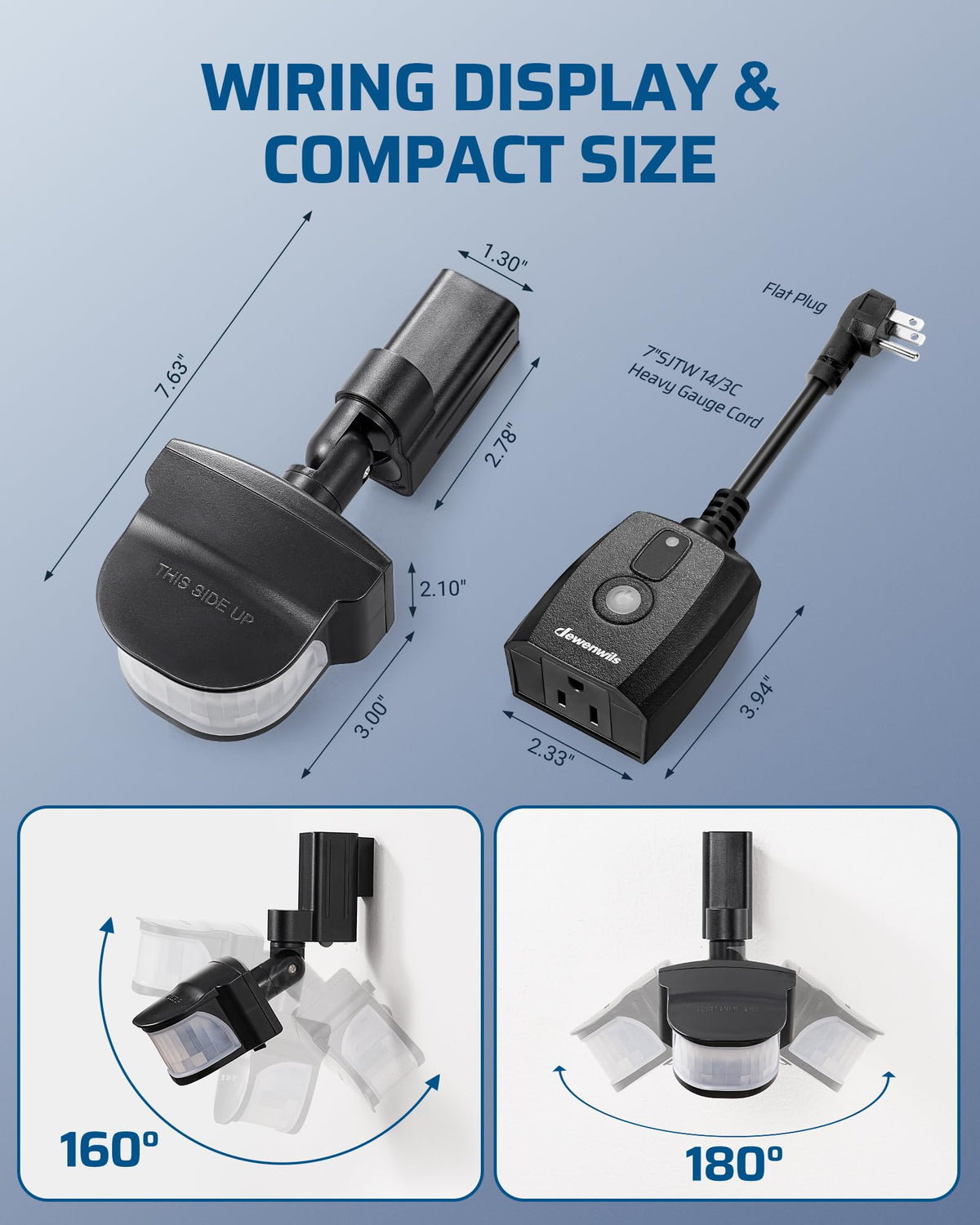 DEWENWILS IP44 motion sensor outlet designed for outdoor durability