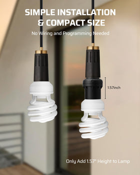 Indoors or sheltered outdoors, DEWENWILS sensor socket simplifies lighting control.