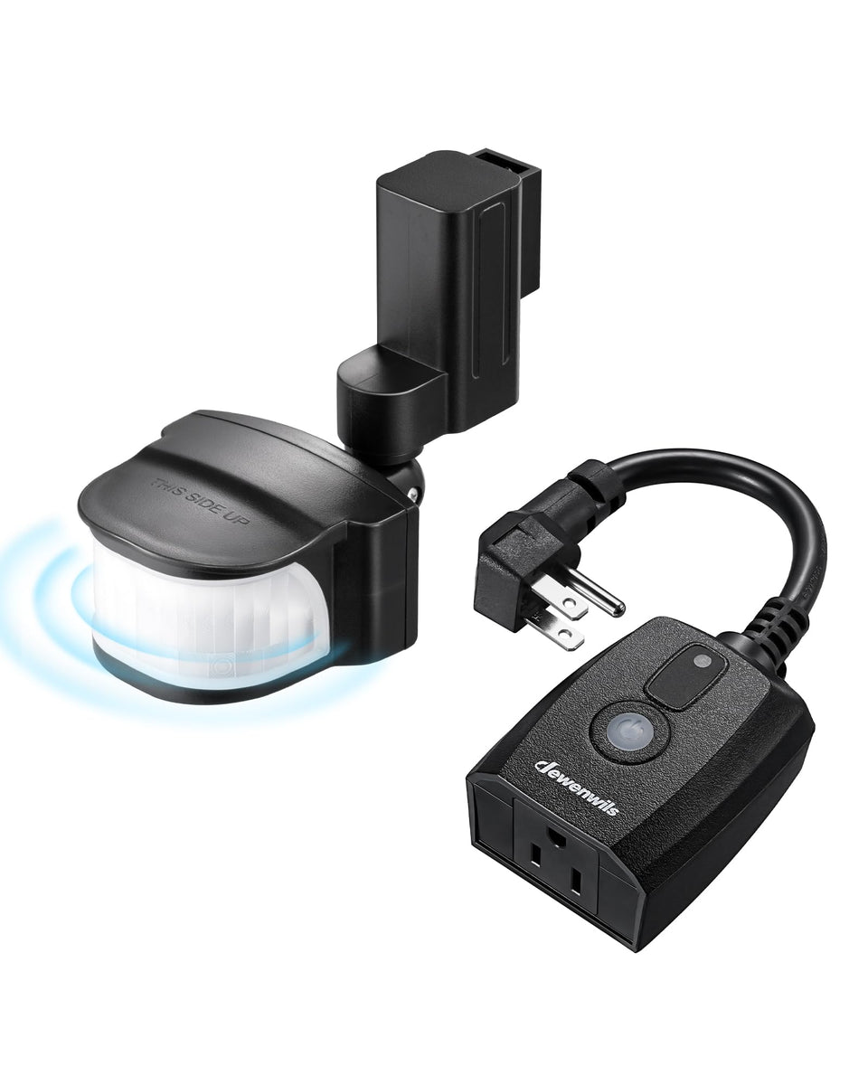 DEWENWILS motion sensor outlet indoors and outdoors with adjustable angle for flexible lighting control