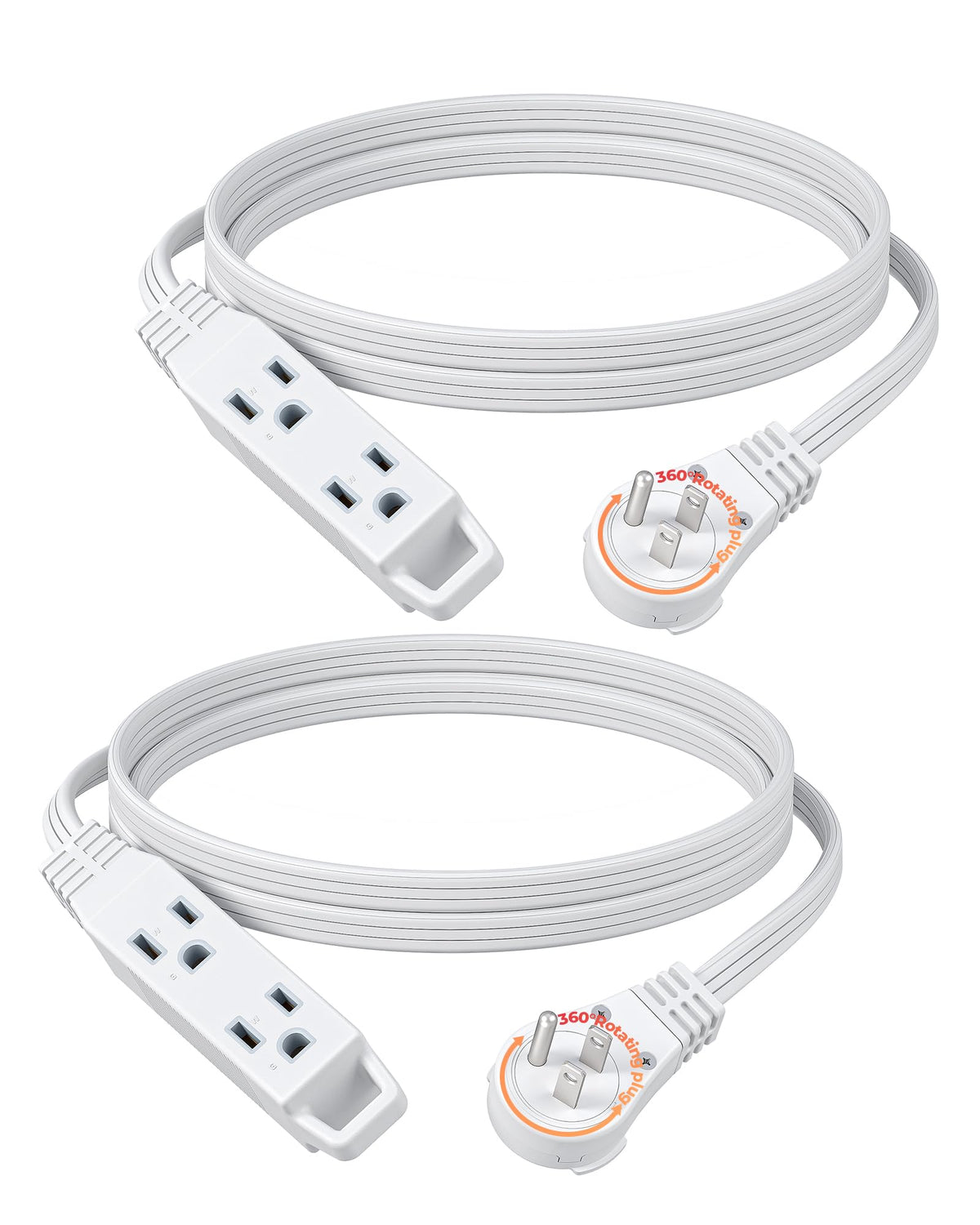 DEWENWILS rotating flat plug extension cord offers flexible outlet angles for convenient use.