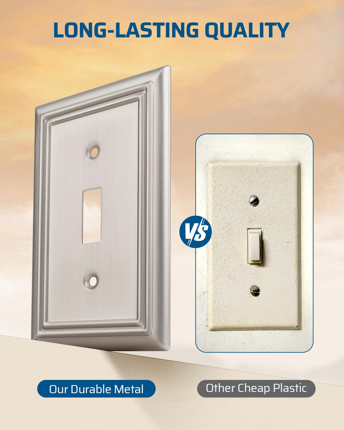 DEWENWILS toggle switch cover in brushed nickel for a sleek upgrade.