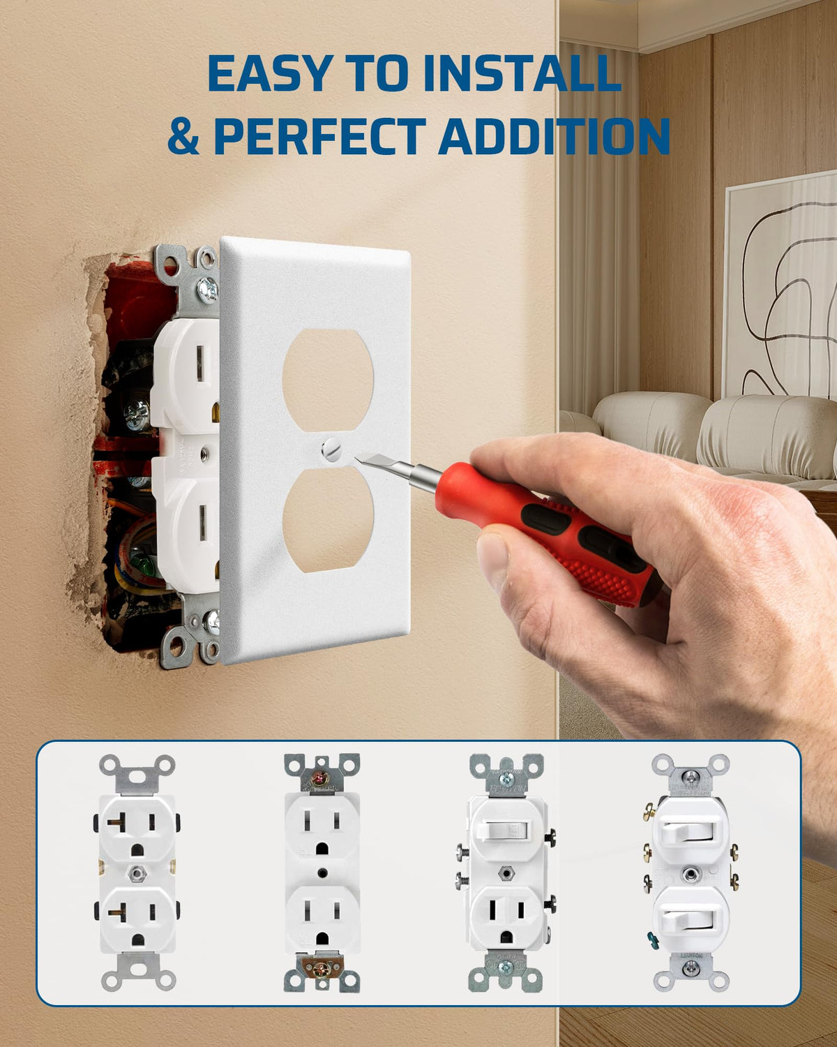 DEWENWILS 1-gang plate 4.5 by 2.76 inches fits standard outlets