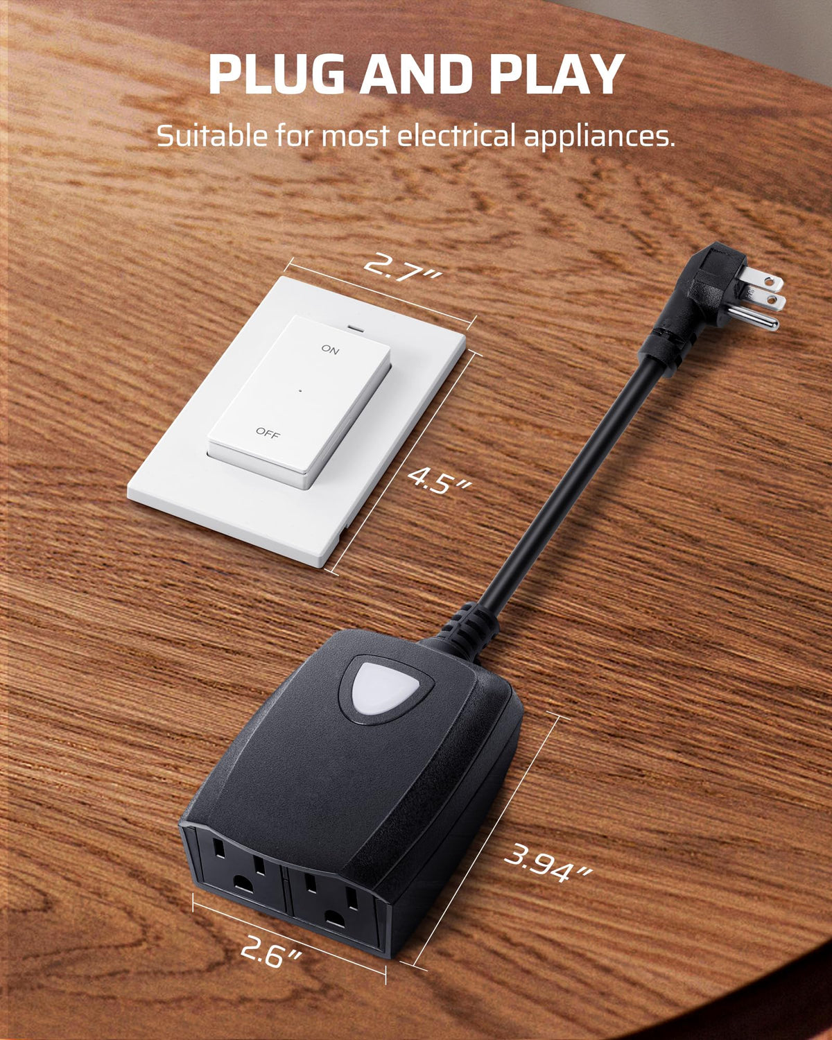 DEWENWILS 100ft control range receiver works through walls and doors.