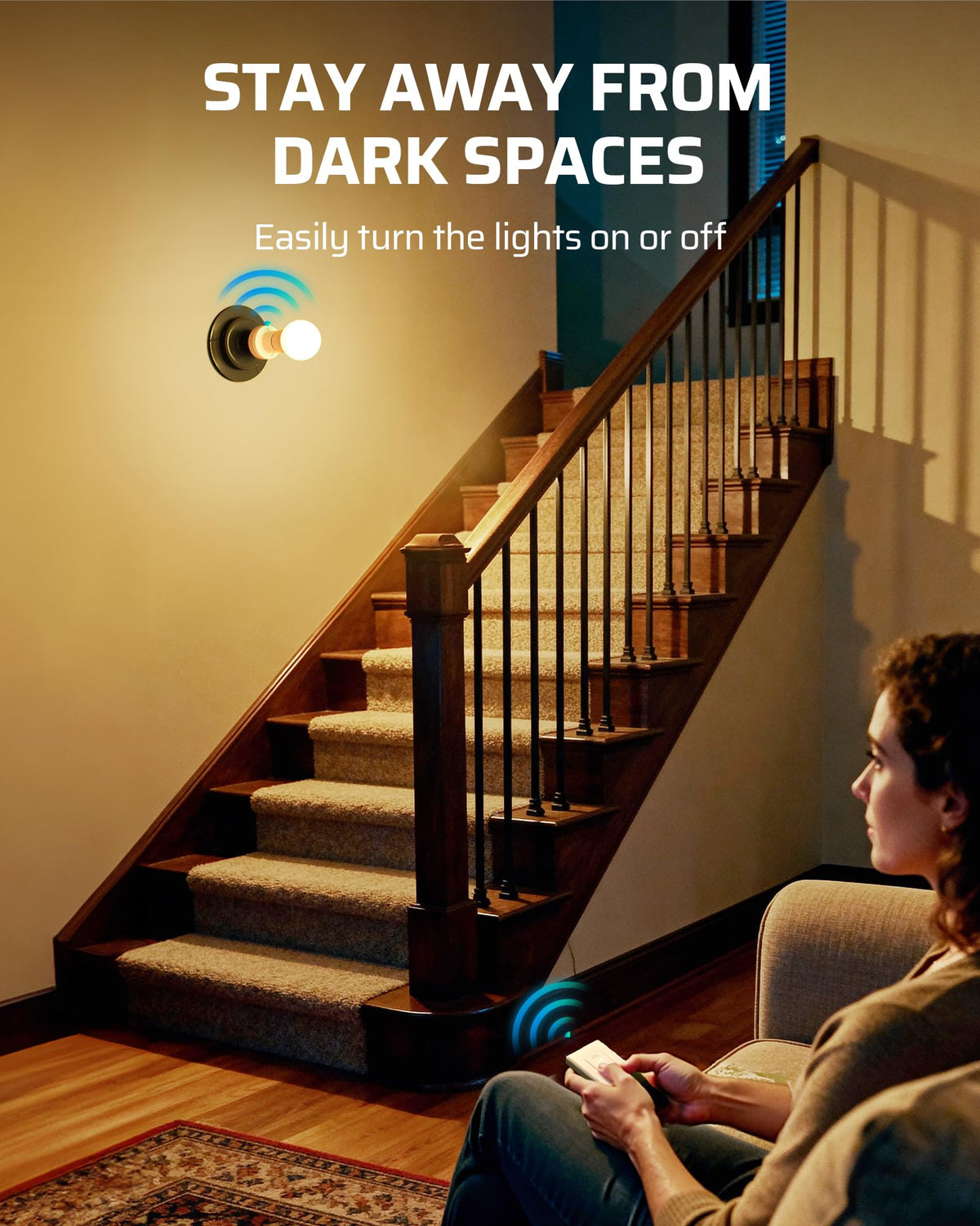 DEWENWILS 100 ft range allows bed-to-light control without getting up.