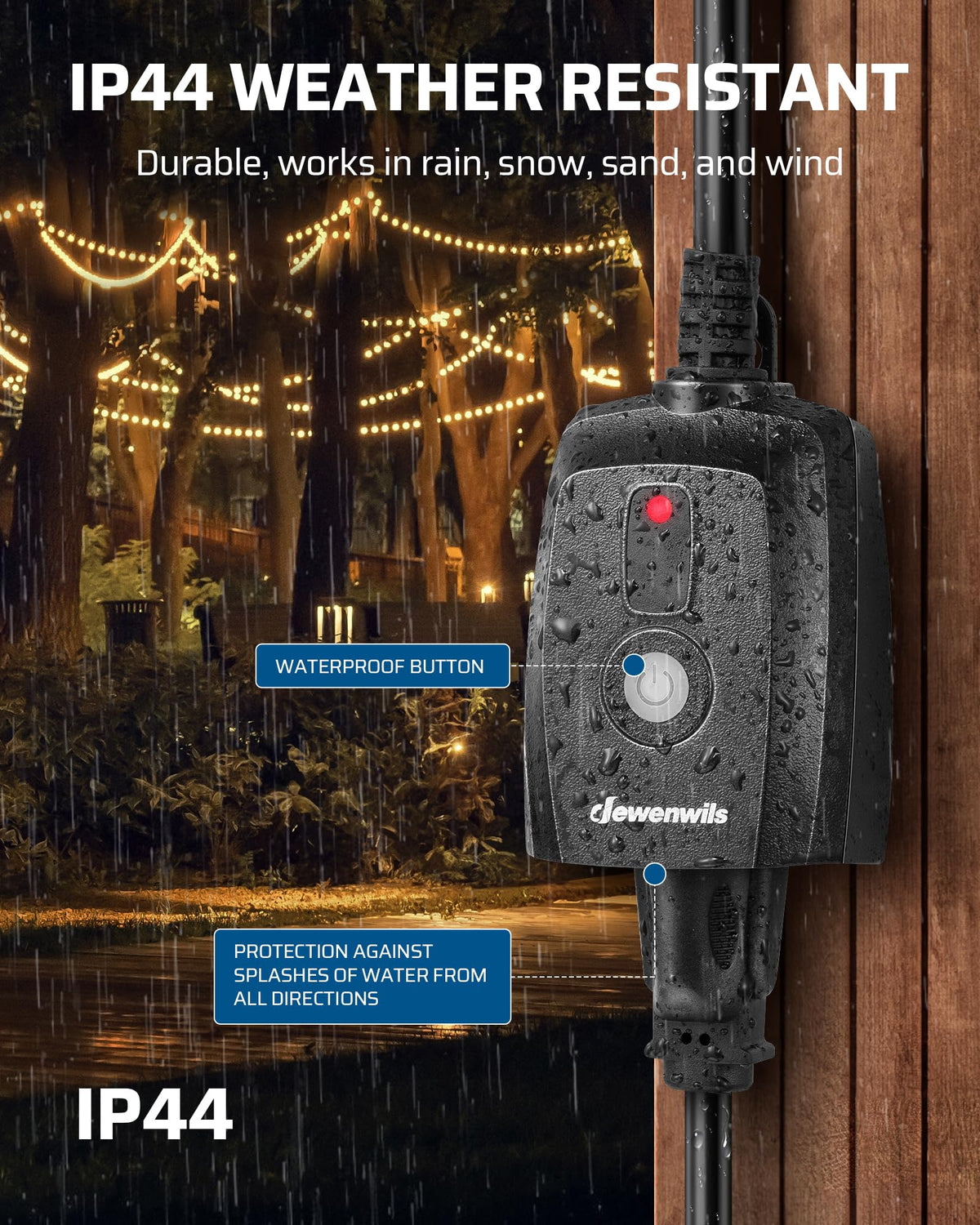 DEWENWILS 150W dimmable LED compatibility enables energy-efficient ambiance.