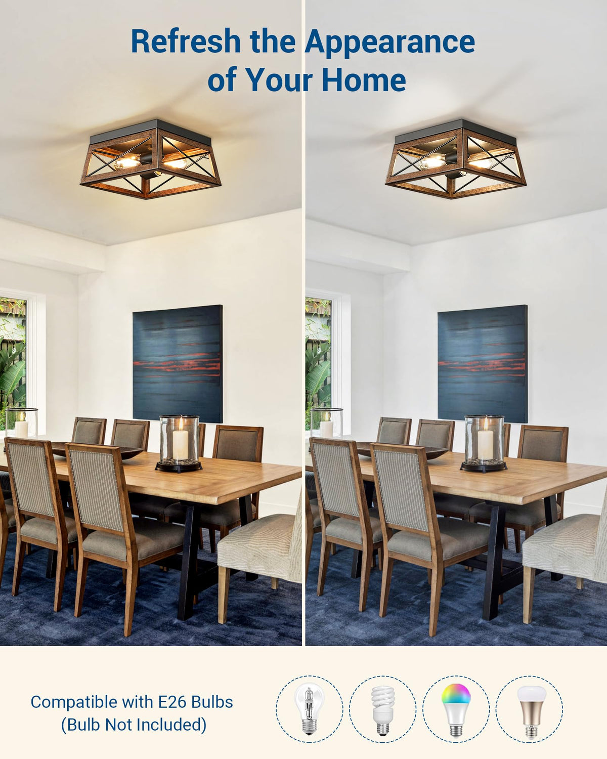 Two-light design from DEWENWILS provides balanced brightness for hallways and spaces.