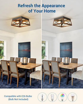 Two-light design from DEWENWILS provides balanced brightness for hallways and spaces.