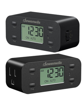 DEWENWILS 24-hour timer outlet front view with clear scheduling display.