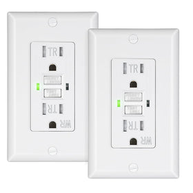 Dewenwils 2-pack GFCI outlet for reliable outdoor protection.