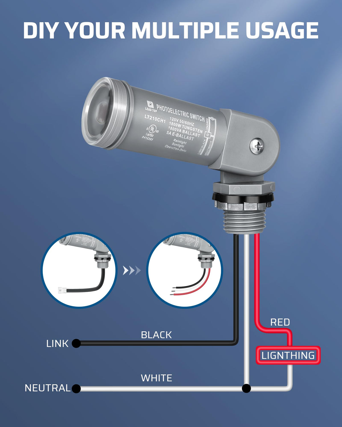 DEWENWILS included 3-pin connector simplifies installation