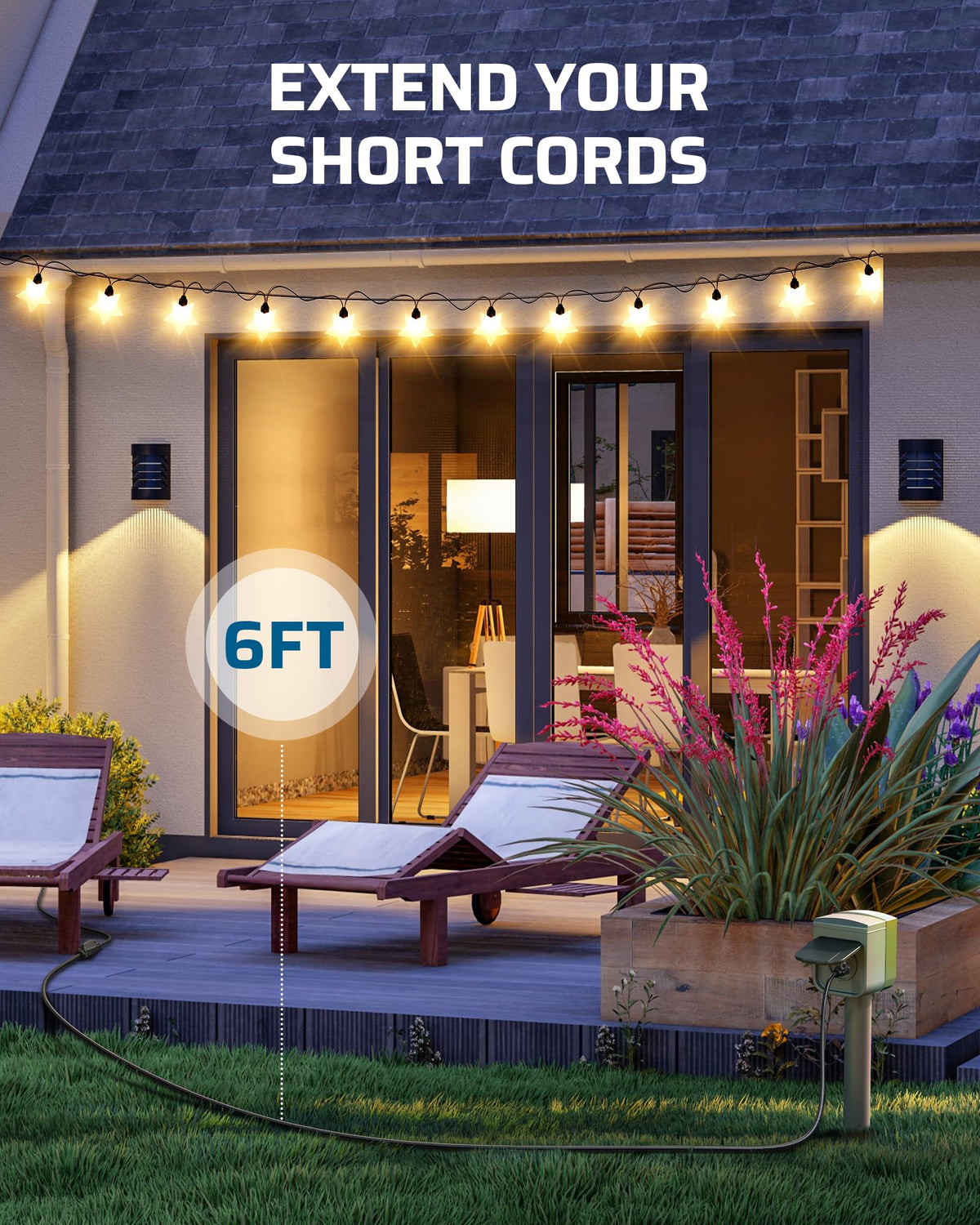 DEWENWILS 3-prong extension cord compatible with lamps and computers