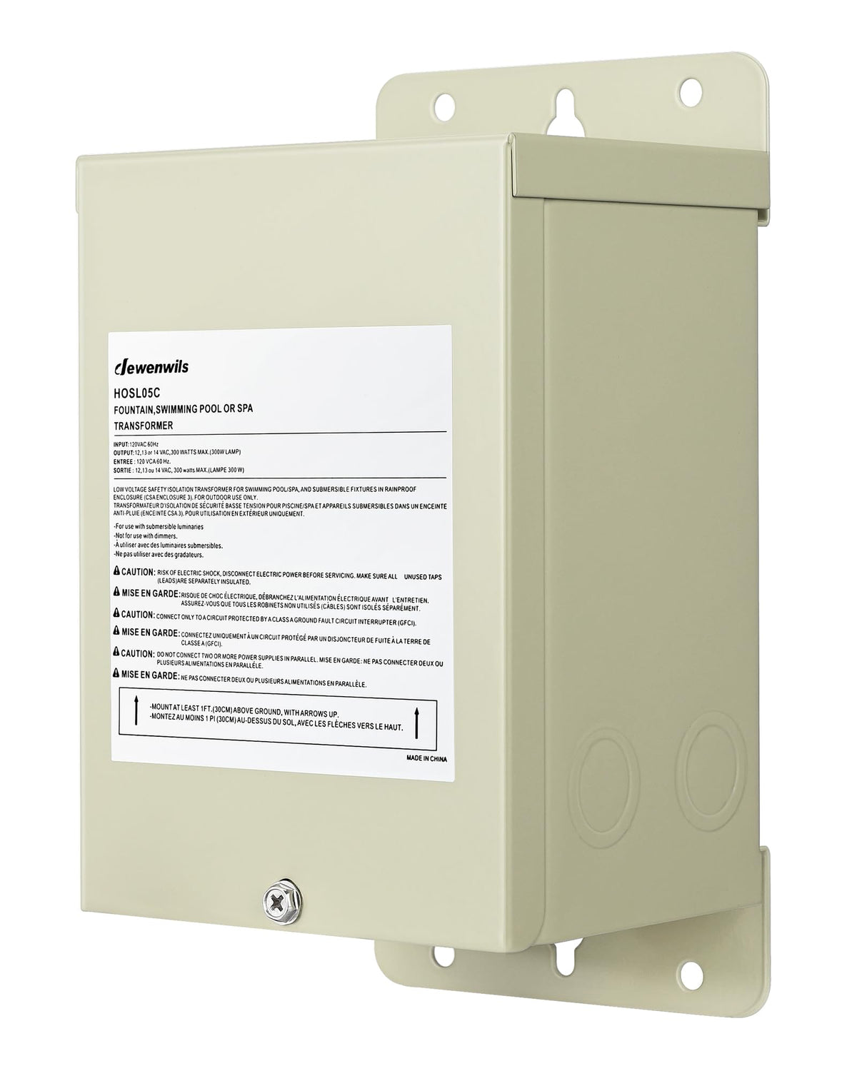 DEWENWILS 300W pool transformer front view enables safe 12V lighting setup.