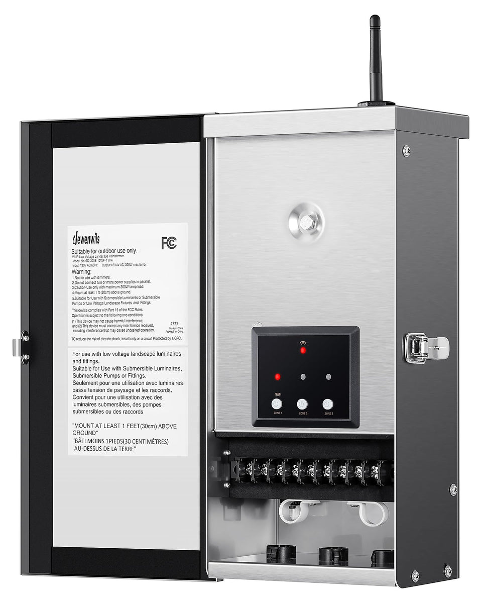 DEWENWILS 300W transformer in outdoor weatherproof housing for durable lights