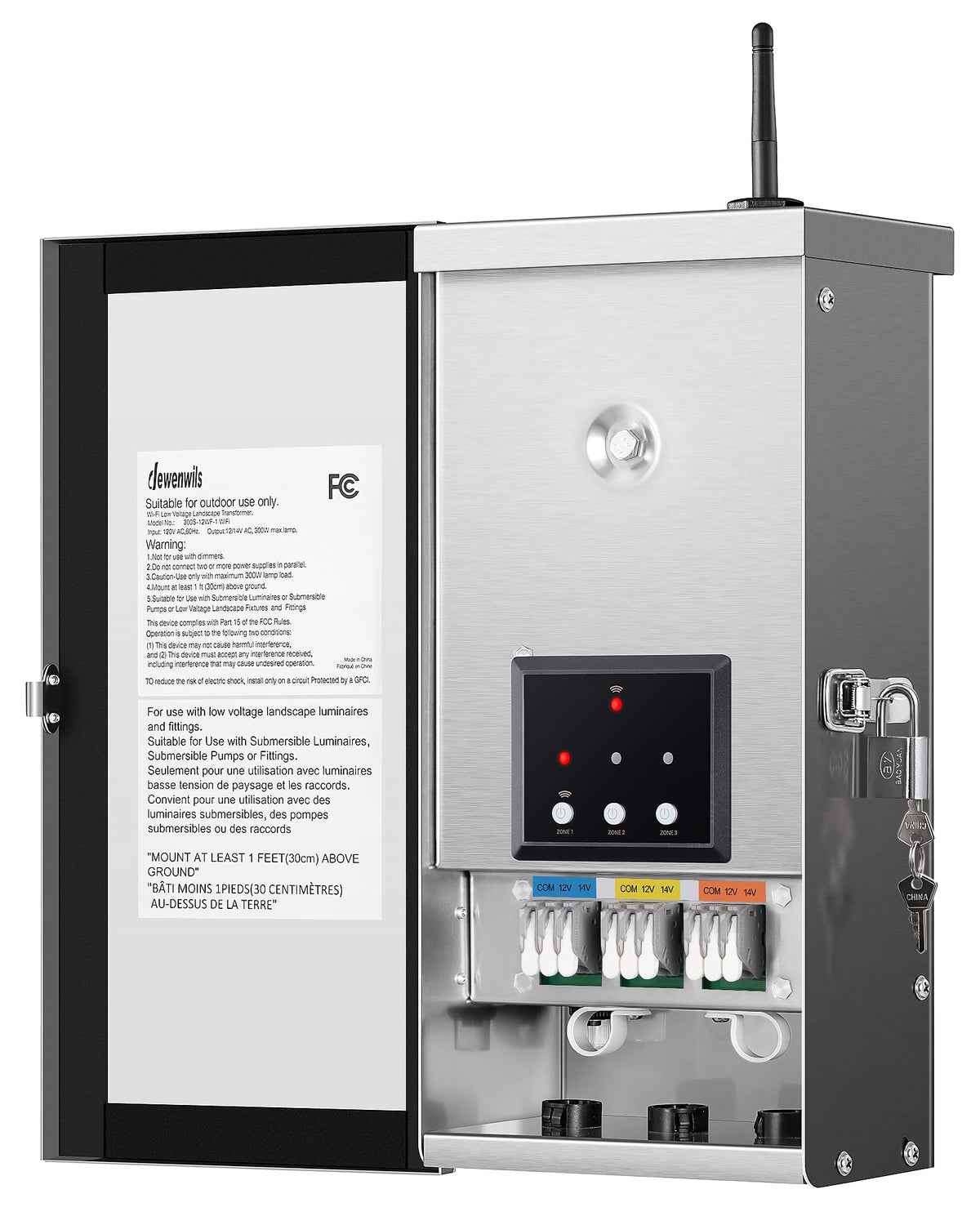 DEWENWILS 300W Wi-Fi transformer front view for outdoor lighting