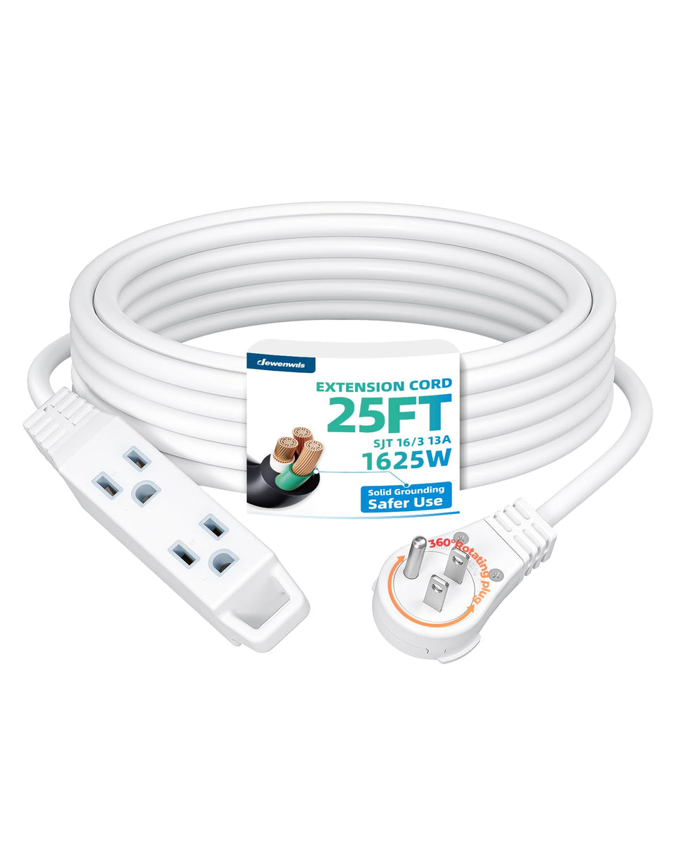 DEWENWILS 360° rotating flat plug enables flexible outlet orientation in tight spaces.