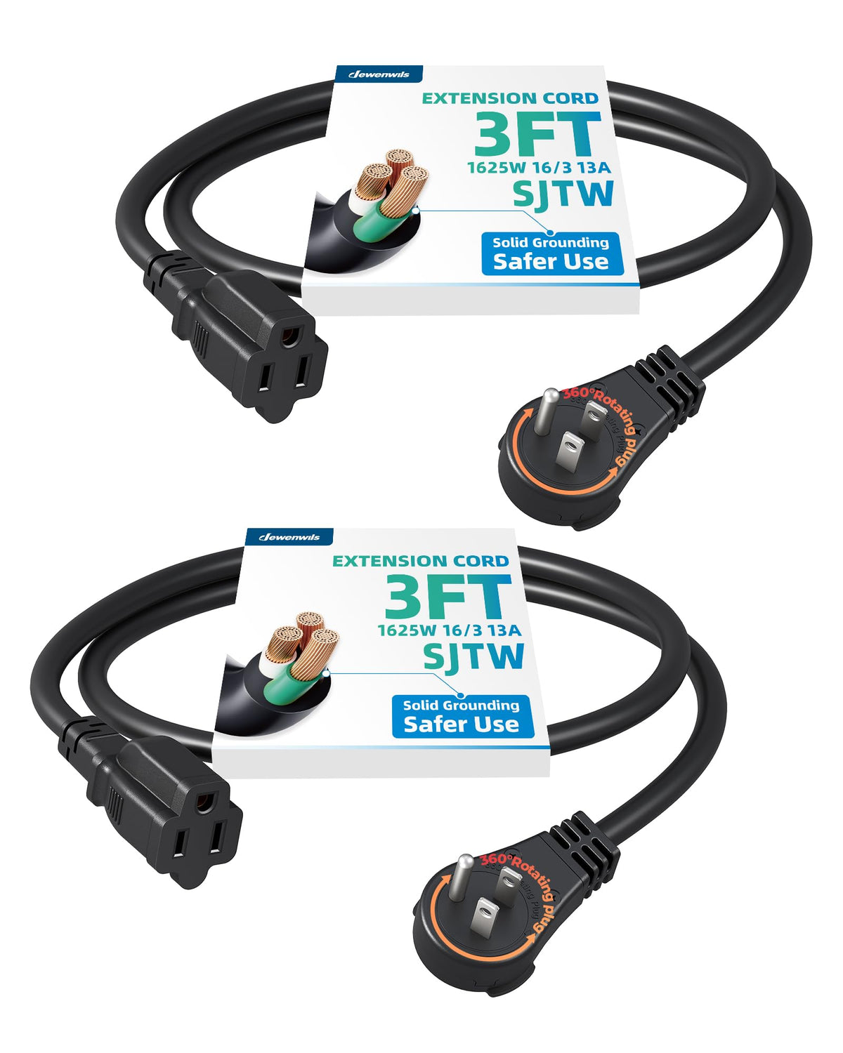 DEWENWILS 360° rotating flat plug demonstrates space-saving flexibility behind furniture.