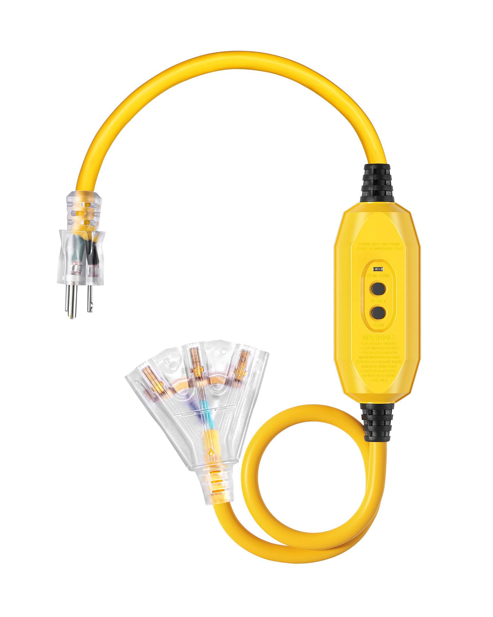 DEWENWILS 3ft outdoor GFCI extension cord with LED indicator for easy nighttime use