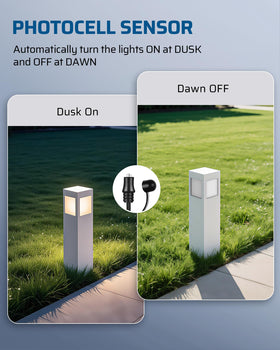 DEWENWILS transformer with dusk-dawn sensor showcases hands-free outdoor lighting control.