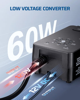 Detachable photocell cable on DEWENWILS transformer enables multi-angle installation.