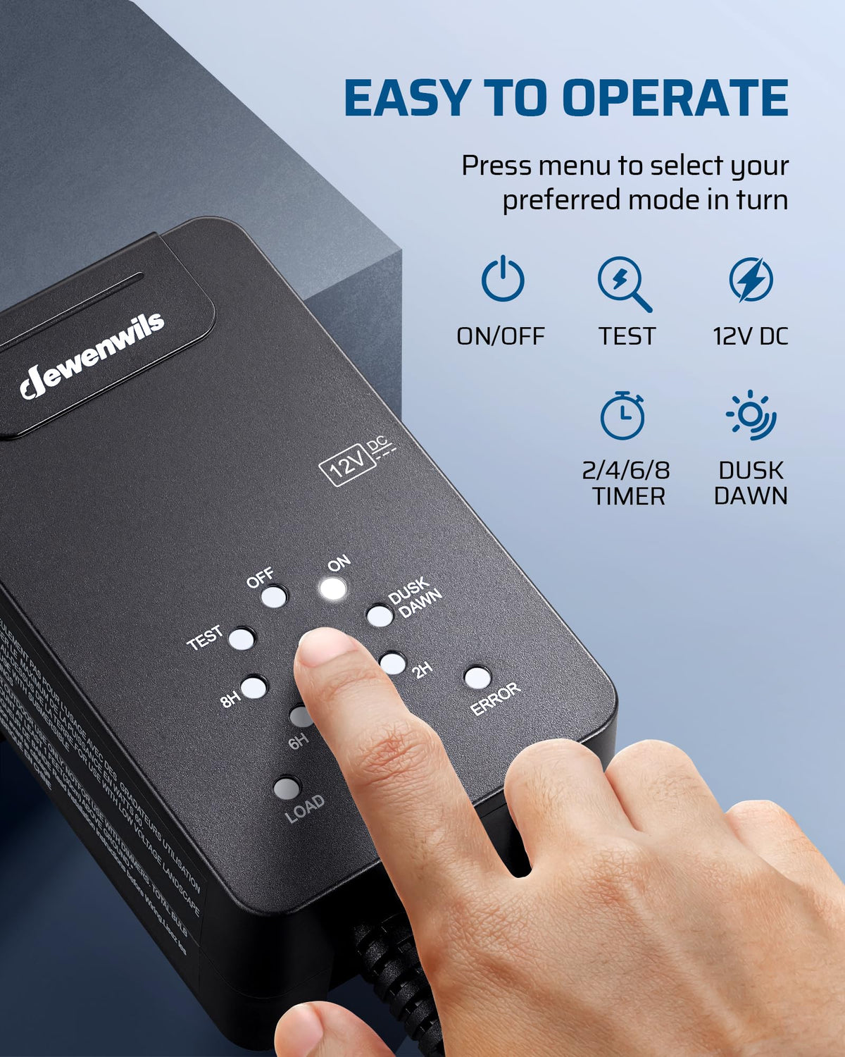 DEWENWILS 60W transformer timer mode demonstrates flexible night lighting schedules.