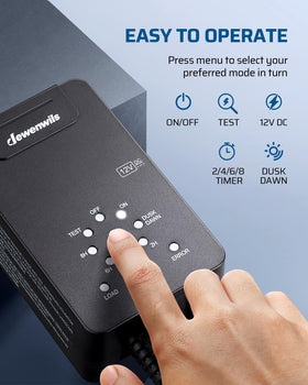 DEWENWILS 60W transformer timer mode demonstrates flexible night lighting schedules.