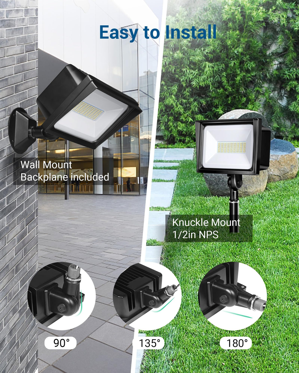 DEWENWILS flood light housing in durable aluminum withstands weather and heat