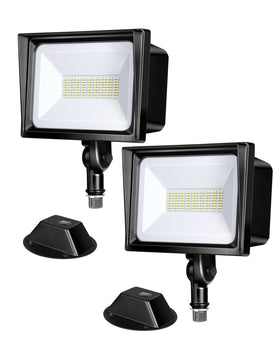 DEWENWILS 65W outdoor LED flood light front view illuminates yards evenly