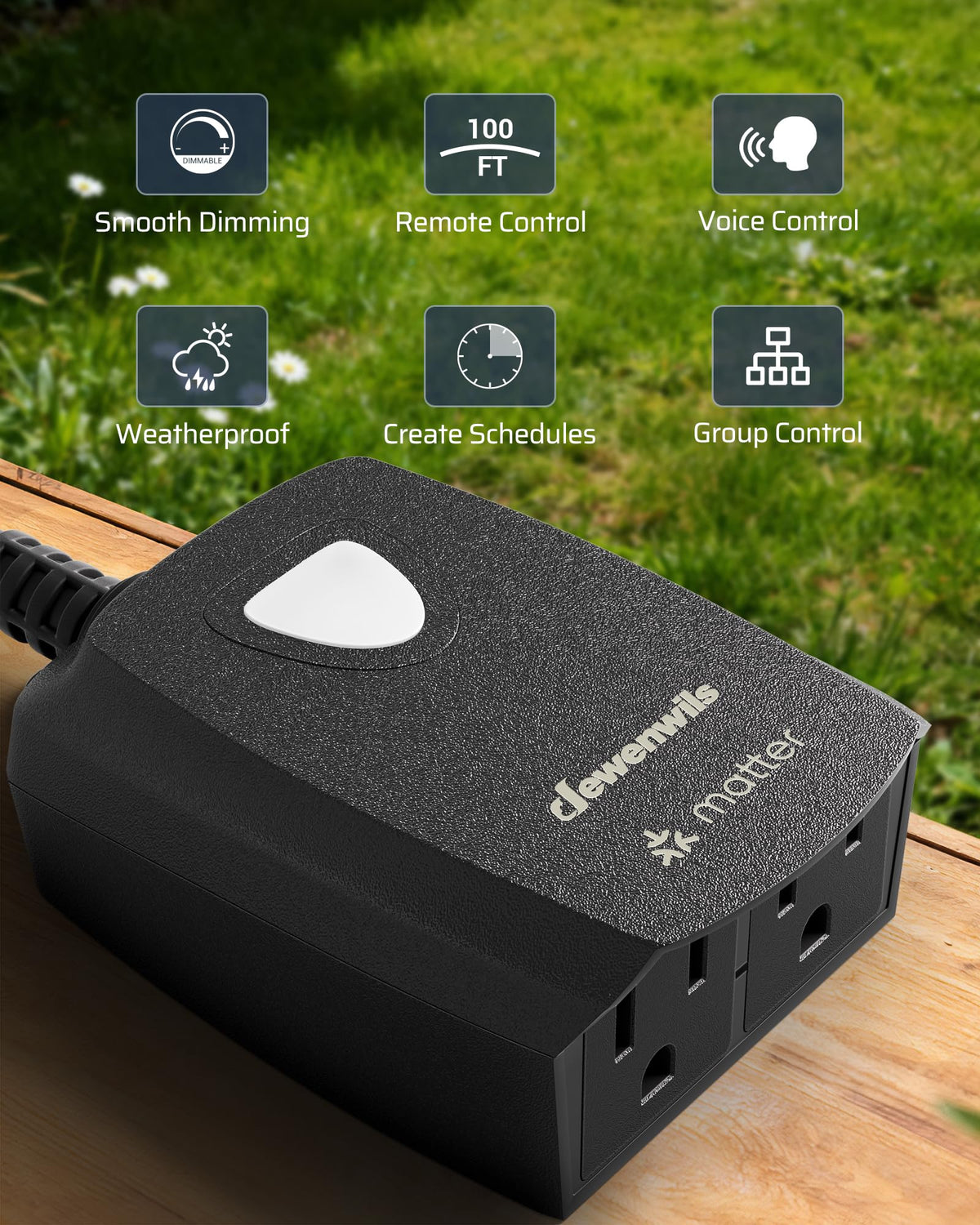 DEWENWILS app brightness control: adjust lighting from your phone for ambience and tasks.
