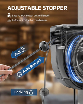 DEWENWILS auto retracting cord winder preventing tangles during setup