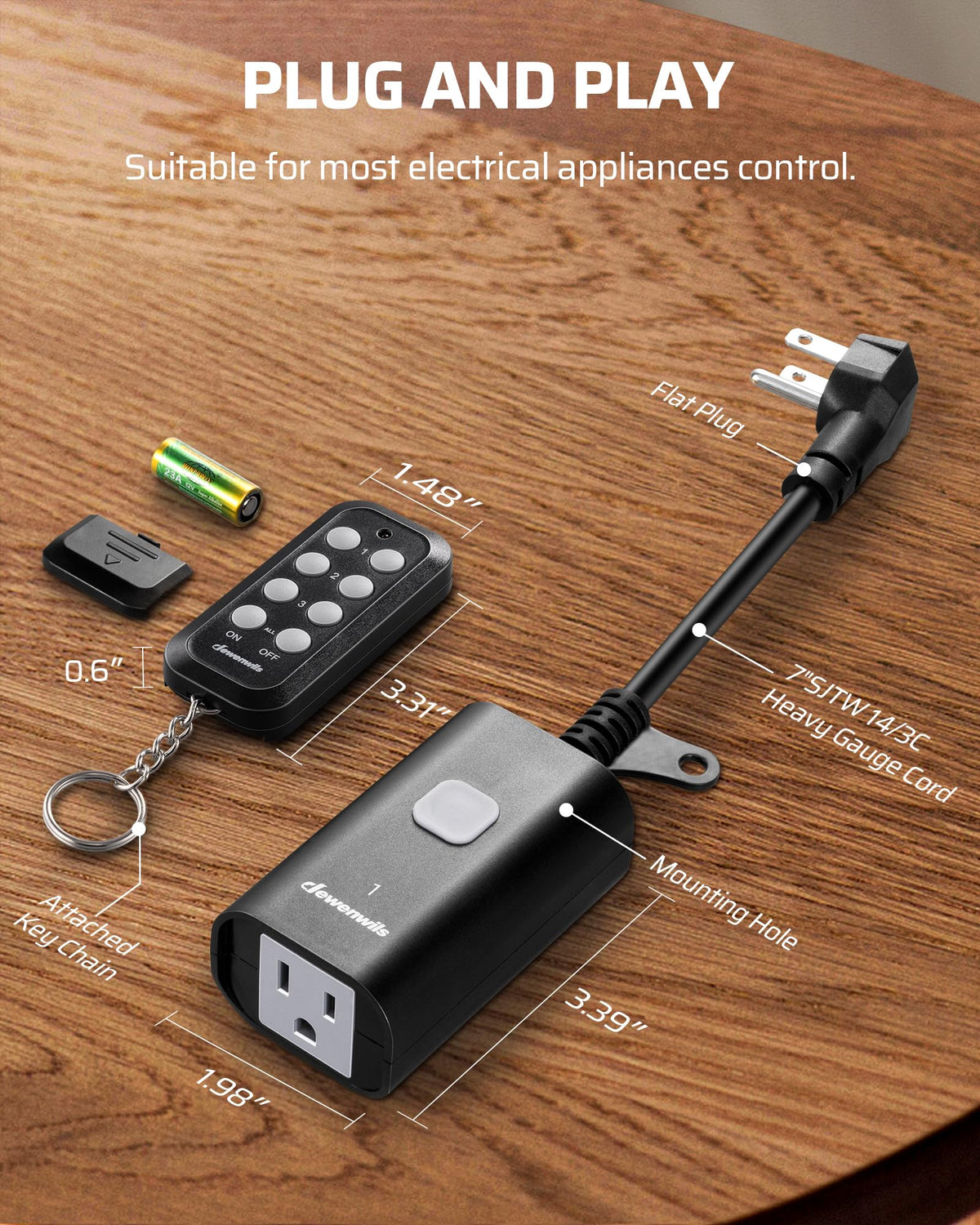 DEWENWILS battery included remotes ready to use straight out of the box