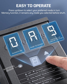 DEWENWILS countdown timer offers 1-9 hour scheduling for outdoor lights.