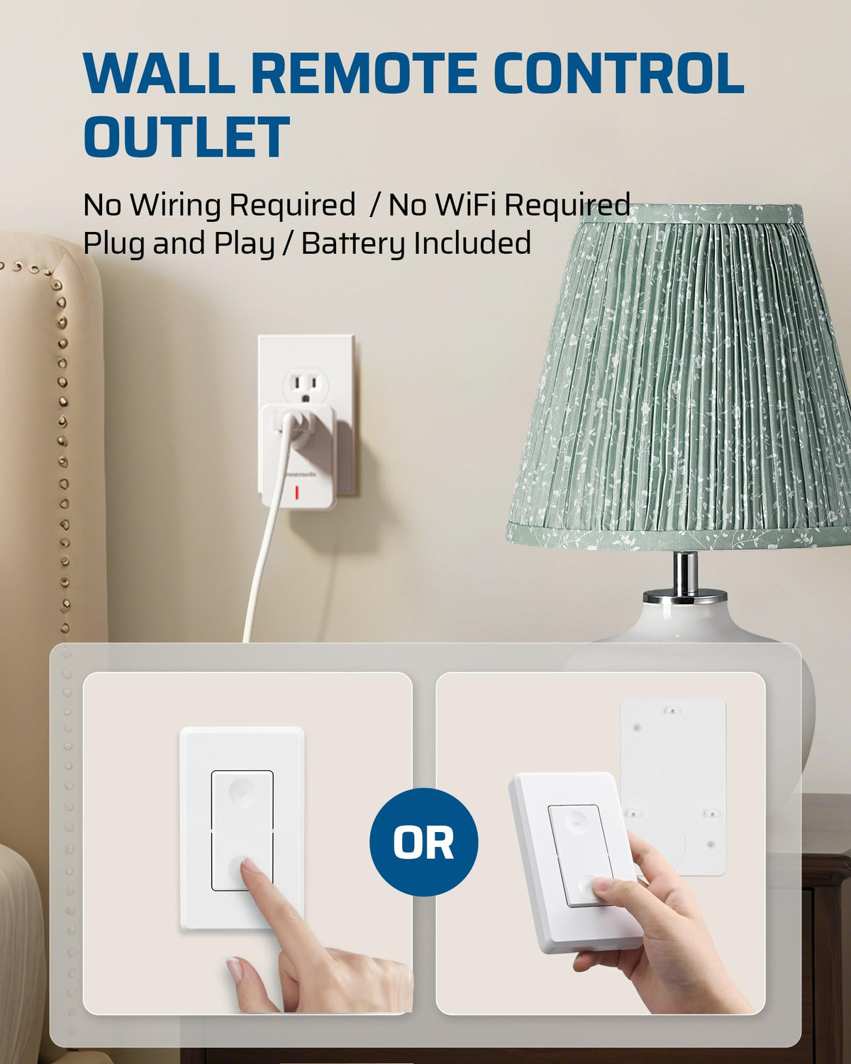 DEWENWILS detachable wall switch for easy handheld remote control.