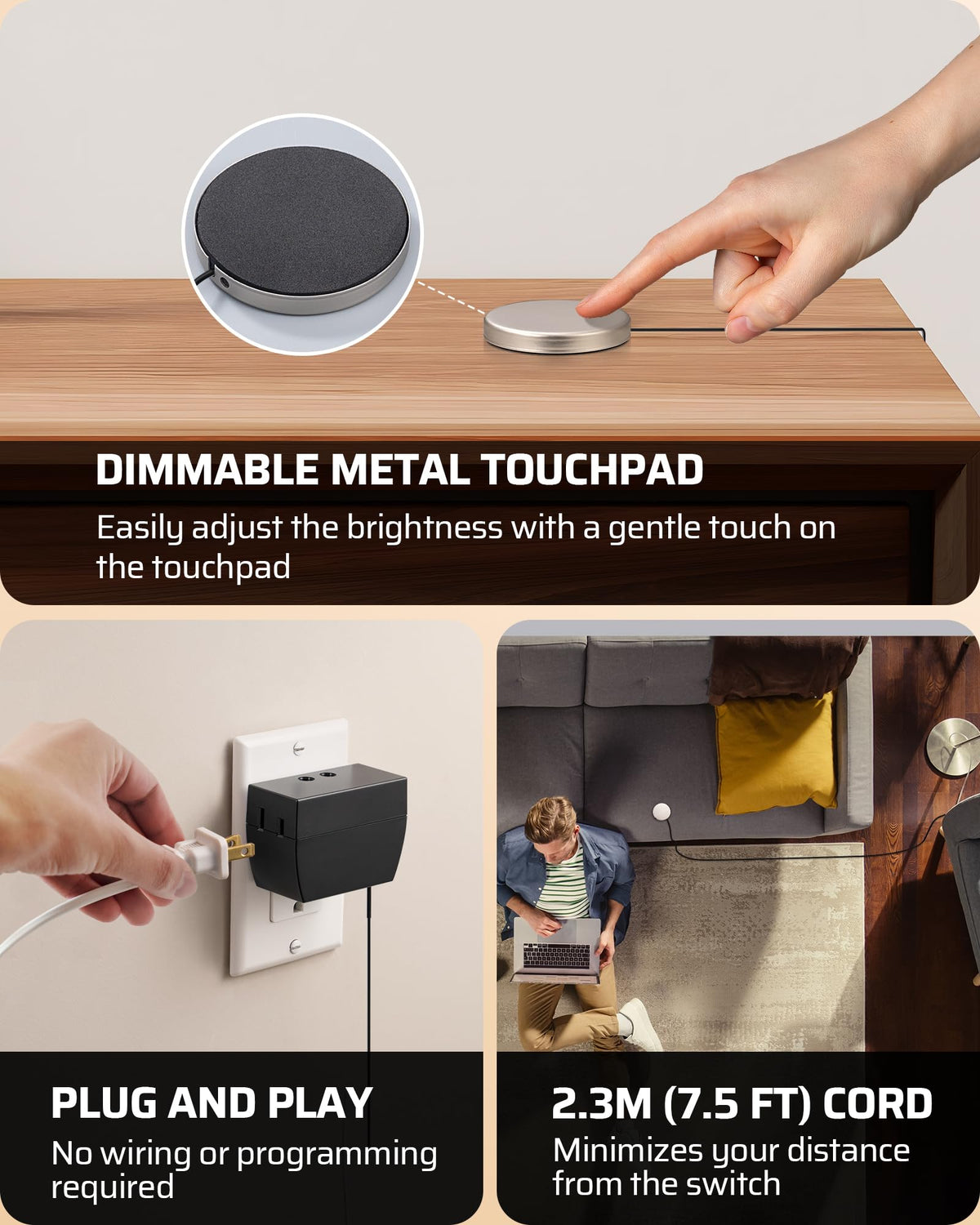 DEWENWILS dimmer supports incandescent and LED bulbs at 120V