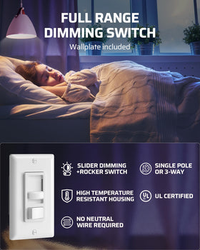 DEWENWILS dimmer switch minimum brightness knob prevents flicker and harsh light