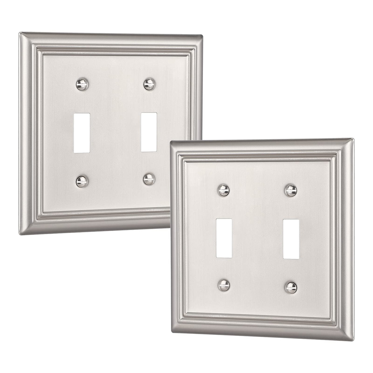 DEWENWILS double-toggle wallplate in brushed nickel enhances outlets with modern style