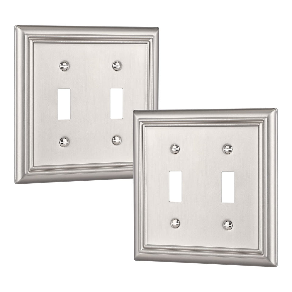 DEWENWILS double-toggle wallplate in brushed nickel enhances outlets with modern style