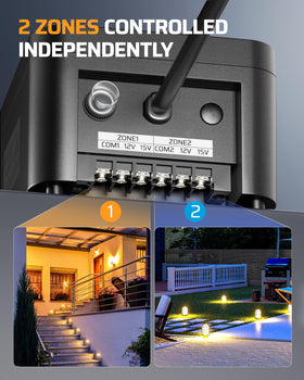 DEWENWILS dual-zone control buttons for separate outdoor lighting areas