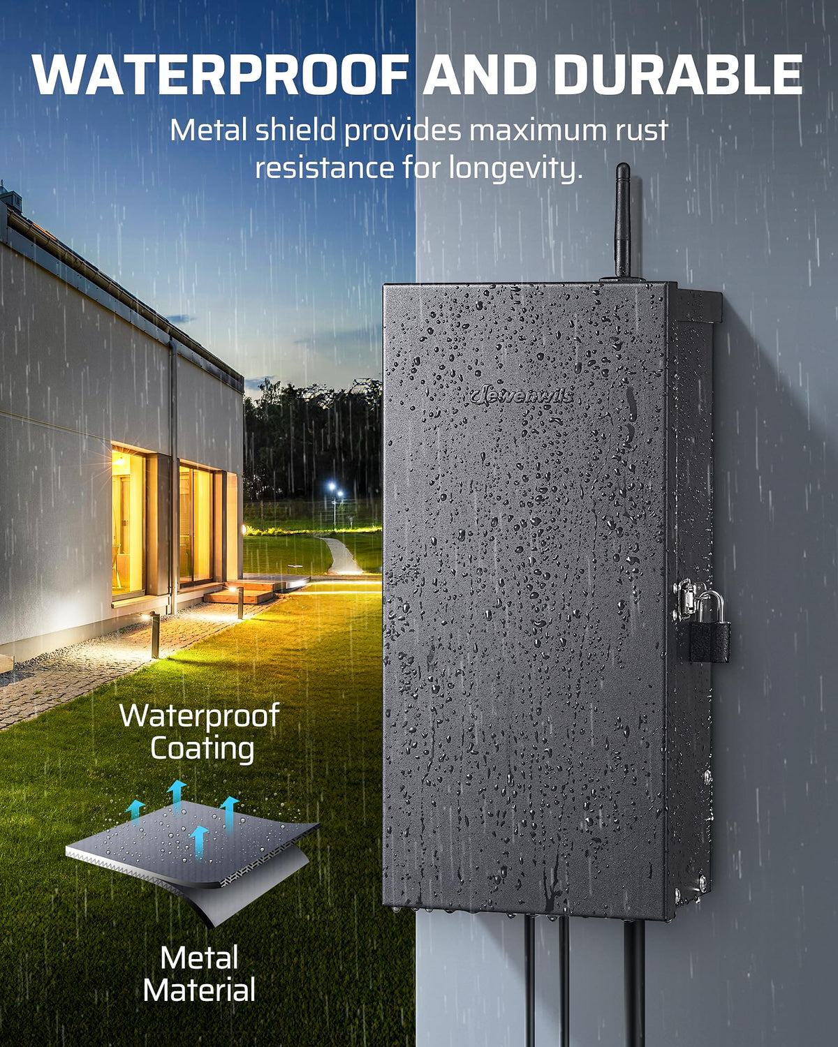 DEWENWILS durable weatherproof metal casing protects outdoor use