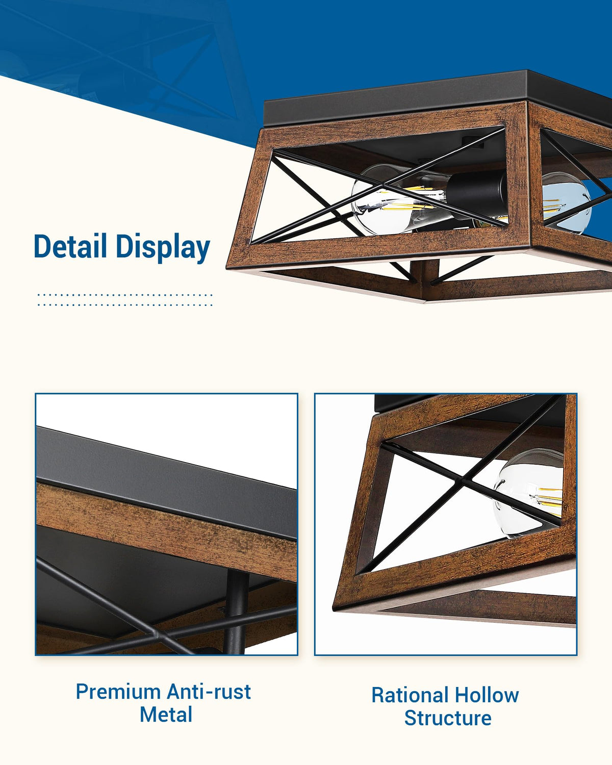 DEWENWILS fixture uses an E26 socket compatible with LED, incandescent, CFL, and halogen bulbs.