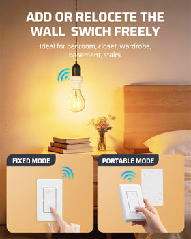 DEWENWILS easy-install-set shows mounting the switch anywhere without tools.