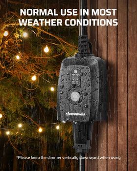 DEWENWILS energy-saving outdoor lighting with dimming control.