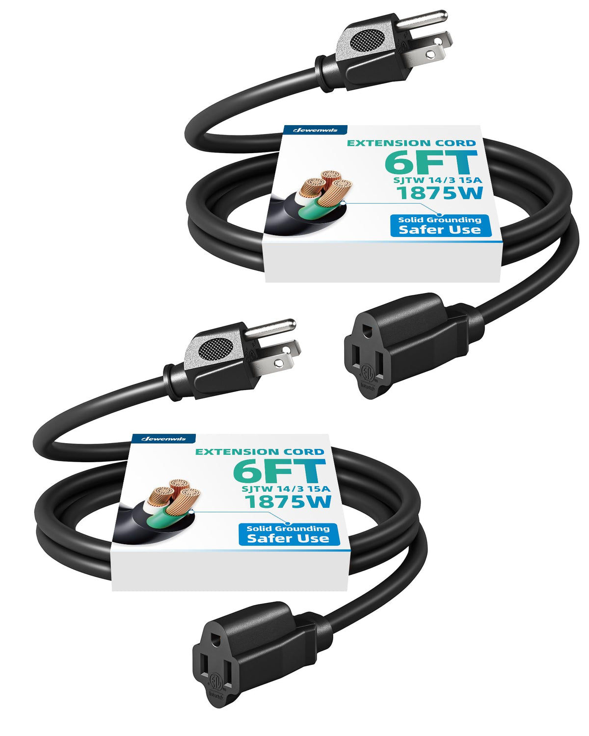 DEWENWILS extension cord 6ft for indoor lamps and devices