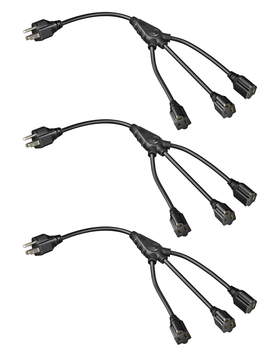 DEWENWILS extension cord splitter with three outlets for flexible power distribution